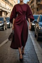 Wendy Collection | Women's Dress with Lantern Sleeves & Adjustable Waist | Elegant Style for Wedding Guests