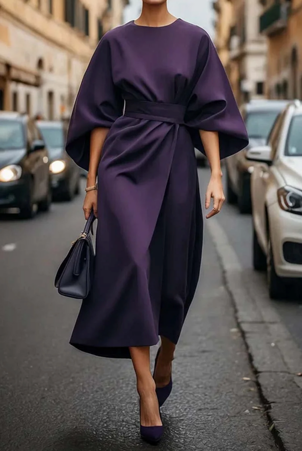 Wendy Collection | Women's Dress with Lantern Sleeves & Adjustable Waist | Elegant Style for Wedding Guests