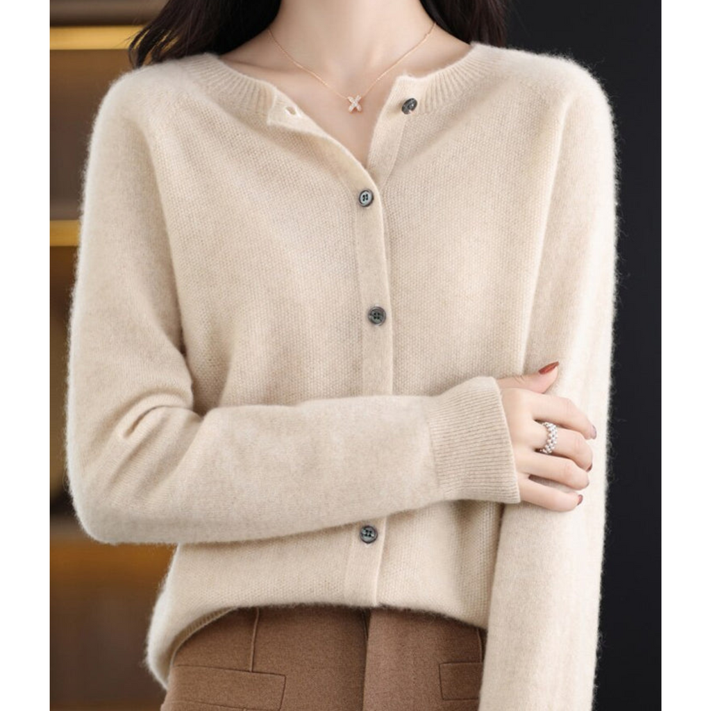 Women's Cashmere Blend Cardigan Sweater with Button Placket - Loose Fit for Everyday Comfort 11