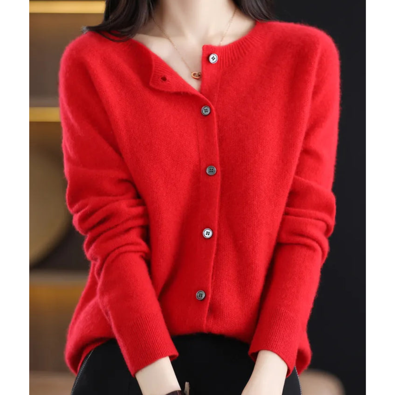 Women's Cashmere Blend Cardigan Sweater with Button Placket - Loose Fit for Everyday Comfort 12