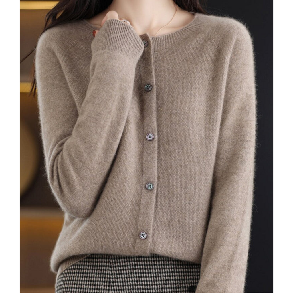 Women's Cashmere Blend Cardigan Sweater with Button Placket - Loose Fit for Everyday Comfort 13