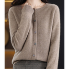 Women's Cashmere Blend Cardigan Sweater with Button Placket - Loose Fit for Everyday Comfort 13
