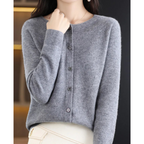 Women's Cashmere Blend Cardigan Sweater with Button Placket - Loose Fit for Everyday Comfort 6