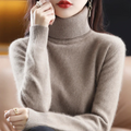Women's Cashmere Blend Turtleneck Sweater - Chic Black Slim Fit for Stylish Comfort 0