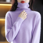 Women's Cashmere Blend Turtleneck Sweater - Chic Black Slim Fit for Stylish Comfort 16