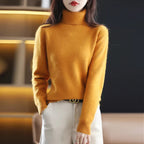 Women's Cashmere Blend Turtleneck Sweater - Chic Black Slim Fit for Stylish Comfort 2