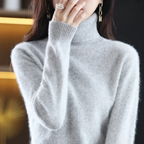 Women's Cashmere Blend Turtleneck Sweater - Chic Black Slim Fit for Stylish Comfort 7