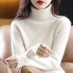 Women's Cashmere Blend Turtleneck Sweater - Chic Black Slim Fit for Stylish Comfort 8