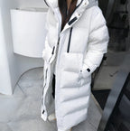Women's Long Black Puffer Jacket - Waterproof Quilted Coat with Hood for Winter 2
