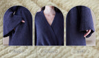 Robe details: patch pocket, V-neck and wide cuff